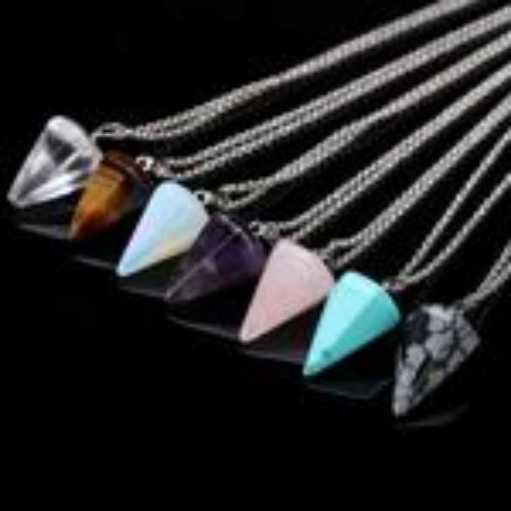 Triangle-shaped Crystal Eye Natural Stone Pendant